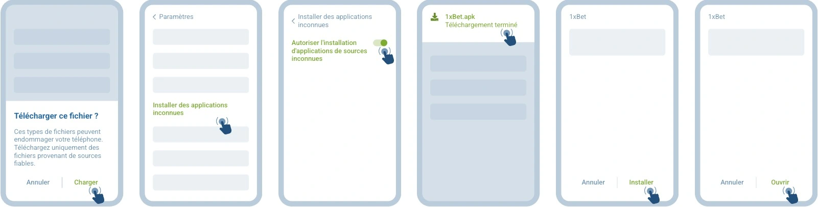 Etapes d’installation de l’application 1xBet Android